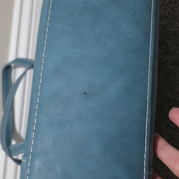 Portland Leather Goods PLG Zip E / W East West Lola Aqua Blue Brushed Leather - Picture 7 of 15